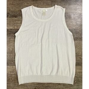Orvis Women’s Wool & Cotton Blend Pullover Tank Top Light Silk Trim Gray Size L
